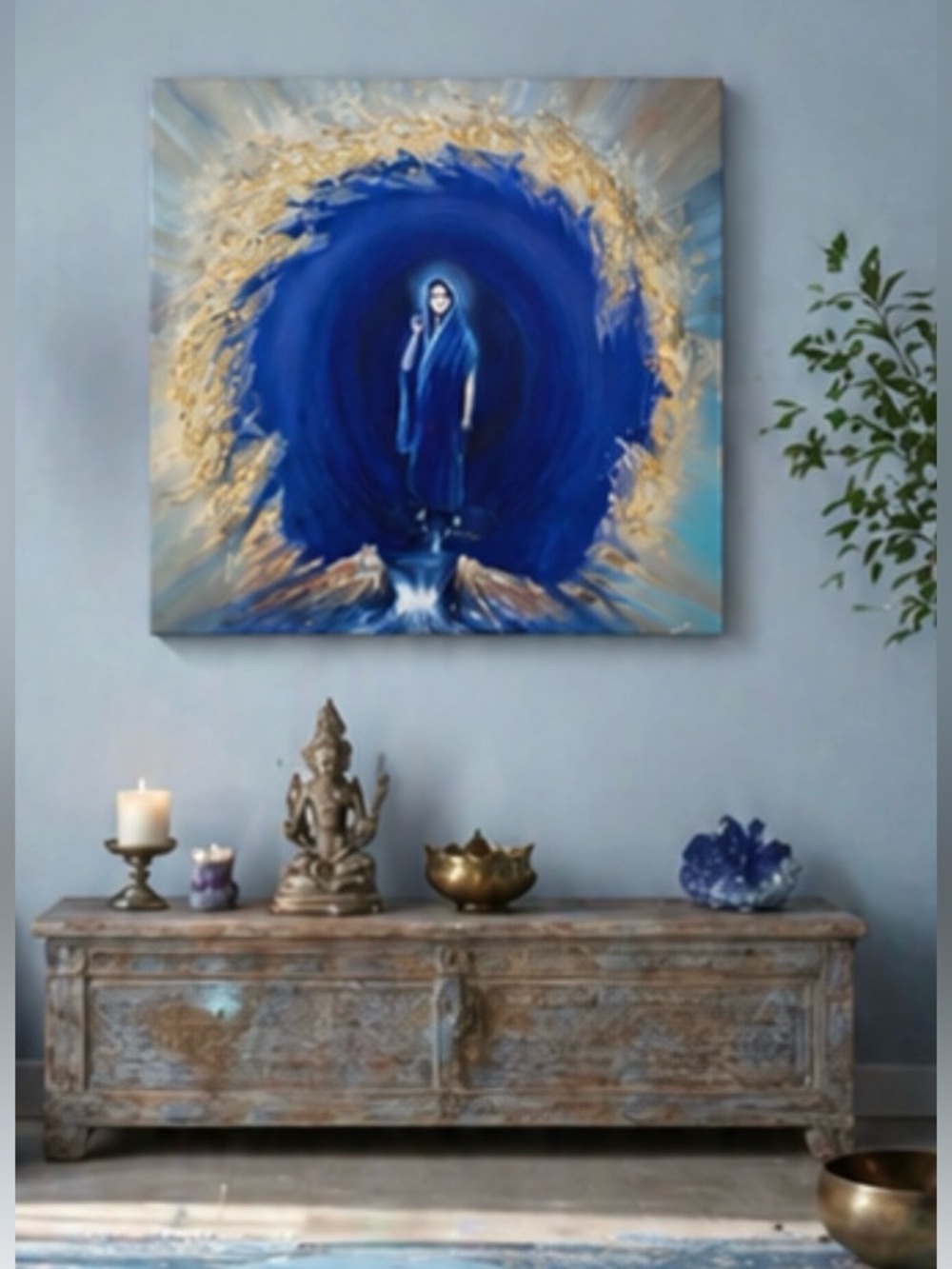 🌸 Sri Anandamayi Ma Original Meditation Art Canvas Painting Yoga - Picture 3 of 11